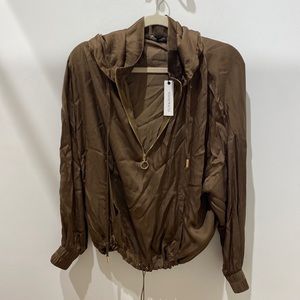 Olivaceous Olive Silk Bomber Half Zip